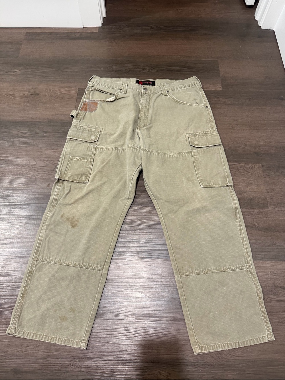 Riggs Men's Khaki Cargo Work Pants - Sturdy Utility Style 38x30